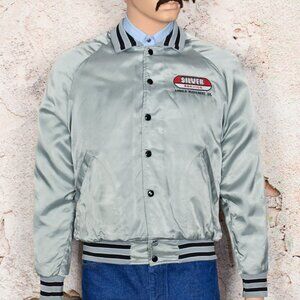 Men's Vintage Aristo Jac Gray Satin "Silver Service" Bomber Jacket - L